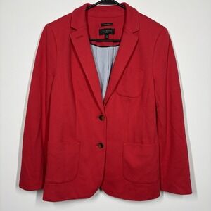 Talbots Women Aberdeen Blazer Jacket Size 12P Red Button Up Office Career Pocket